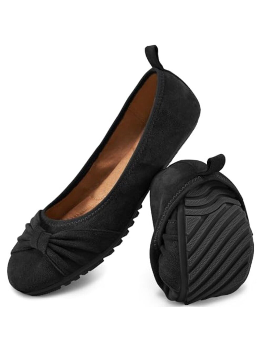 Women's Suede Slip On Ballet Flats Comfortable Memory Foam Driving Mocc